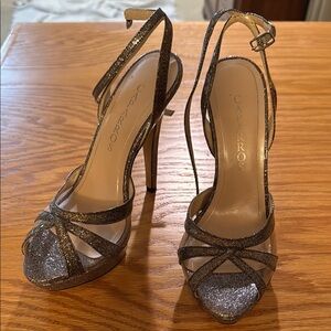 Caparros Glitter Strappy Heels - Gold